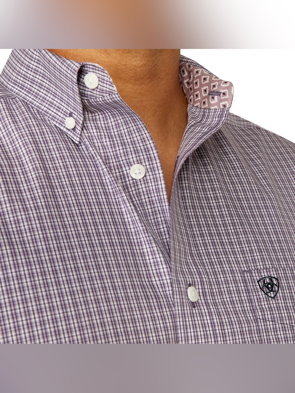 Ariat Men's Dark Purple Wrinkle-Free Plaid Western Classic Fit Shirt Sz M